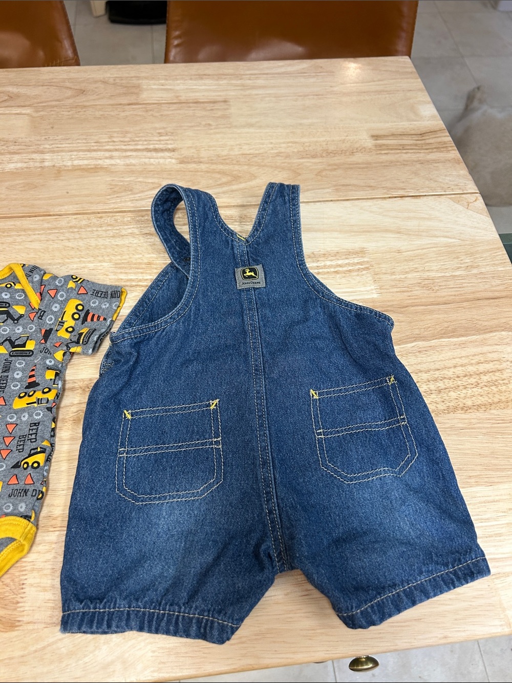 John Deere Green Tractor & Construction Print Baby Set with Denim Shortall - Picture 9 of 10